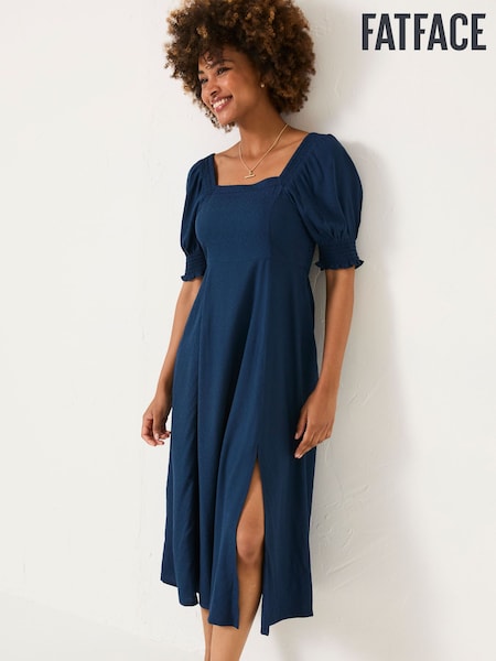 FatFace Indigo Blue Bloom Midi Dress (E79215) | £69