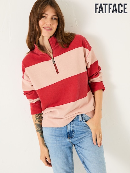 FatFace Airlie Pink Stripe Relaxed 100% Cotton Sweatshirt (E79230) | £55