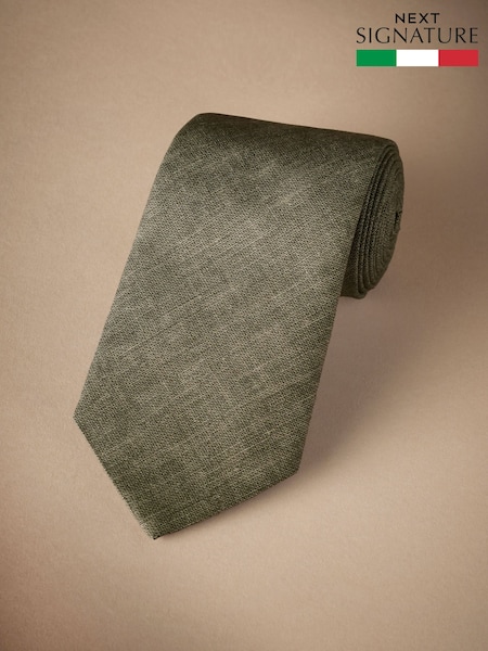 Green Signature Made In Italy Printed Melange Look Tie (E79386) | £35