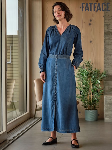 FatFace Blue Denim Arabella Midi Skirt (E79554) | £34