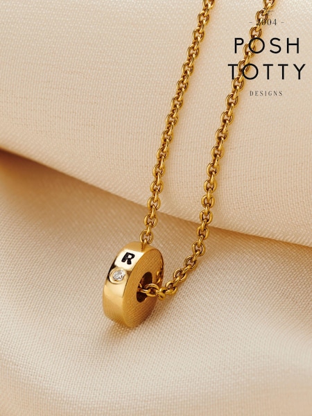 Posh Totty Designs Silver Tone Mini Spinning Birthstone Disc Necklace (E79764) | £79