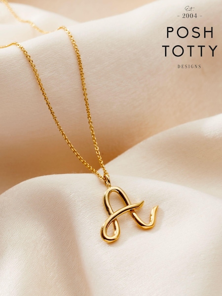 Posh Totty Designs Personalise Gold Tone Large initial Necklace (E79767) | £75