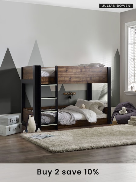 Julian Bowen Wood and Black Solomon Bunk Bed (E79822) | £450