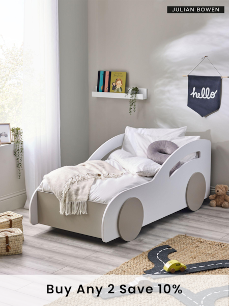 Julian Bowen White and Taupe Atlantis Car Bed (E79829) | £290
