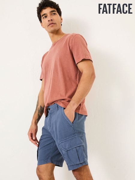 FatFace Blue Cotton Linen Cargo Shorts (E80232) | £55