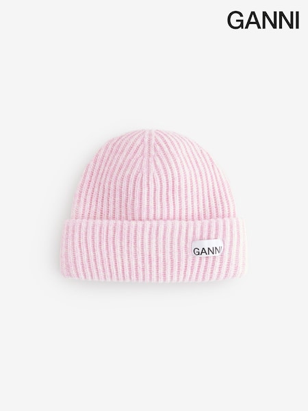 GANNI Pink Structured RIb Beanie (E80391) | £95