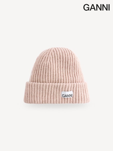 GANNI Cream Structured RIb Beanie (E80404) | £95