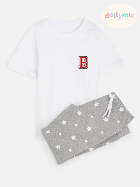 Dollymix Kids Personalised Monogram Matching White Pyjamas (E80448) | £30