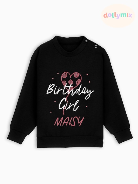Dollymix Girls Personalised Birthday Black Sweatshirt (E80470) | £20