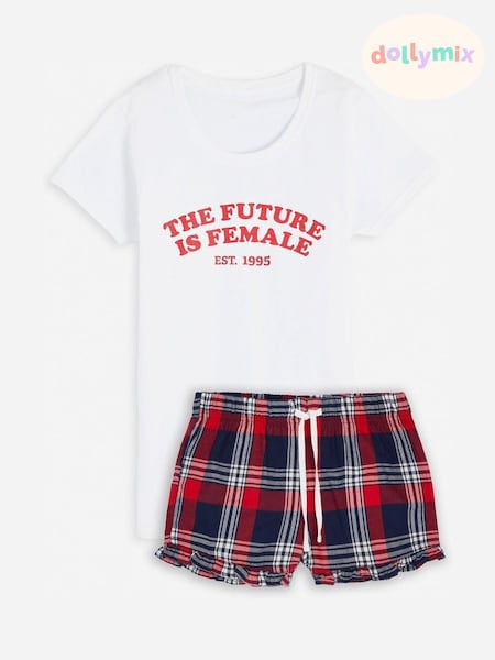 Dollymix Female Personalised The Future 100% Cotton White Pyjama Shorts Set (E80476) | £29