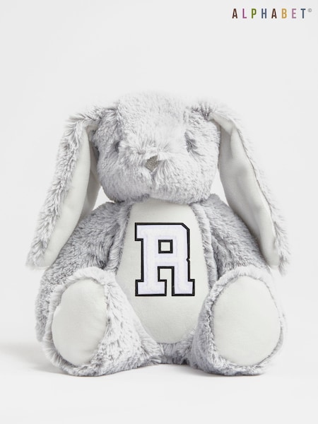 Grey Personalised Soft Plush Mini Bunny by Alphabet (E80542) | £16