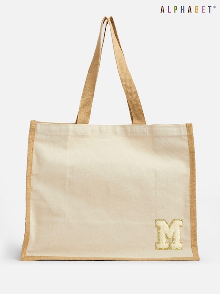 Personalised Small Letter Monogrammed Beach Bag by Alphabet (E80545) | £15