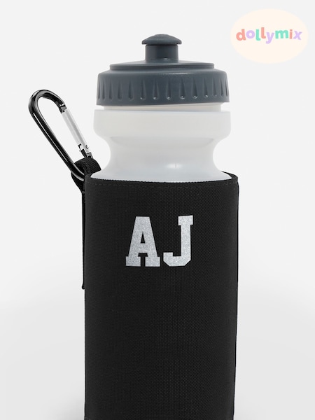 Personalised Black Water Bottle and Holder Set by Dollymix (E80551) | £12