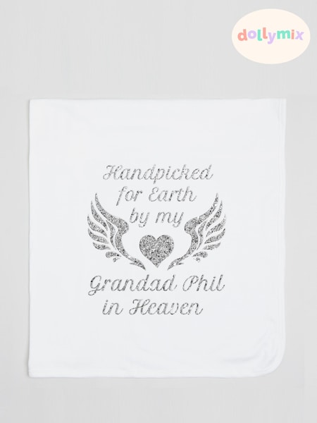 Personalised Handpicked for Earth 100% Cotton White Blanket by Dollymix (E80559) | £23
