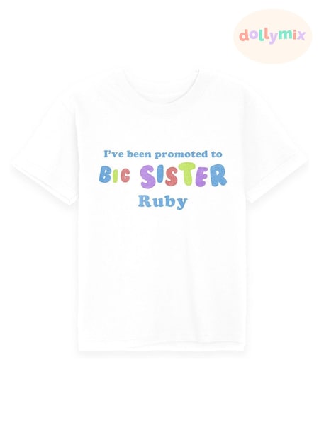 Dollymix Big Sister Personalised White T-Shirt (E80560) | £17