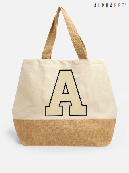 Personalised Large Letter Monogrammed Beach 100% Cotton Bag by Alphabet (E80577) | £20