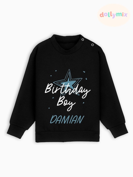 Dollymix Personalised Birthday Boy Black Sweatshirt (E80592) | £20