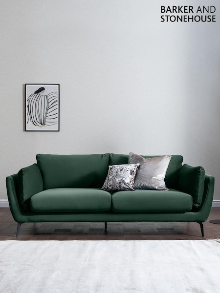 Barker and Stonehouse Green Boone Velvet 3 Seater Sofa (E80694) | £795