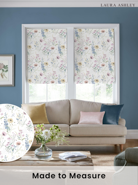 Laura Ashley Delphinium Blue Alford Meadow Made to Measure 100% Cotton Roman Blind (E80705) | £79