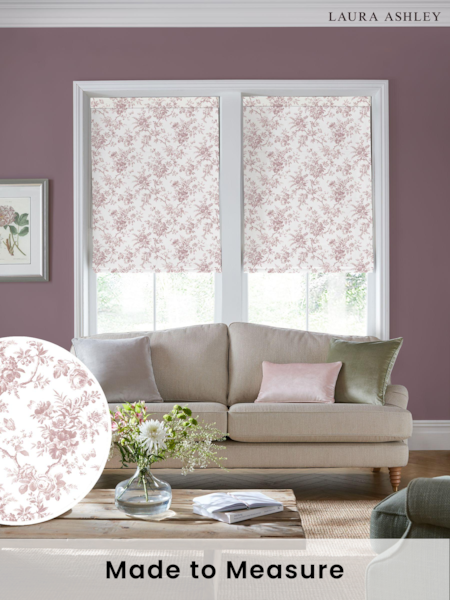 Laura Ashley Dark Blush Pink Walled Garden Made to Measure 100% Cotton Roman Blind (E80708) | £79