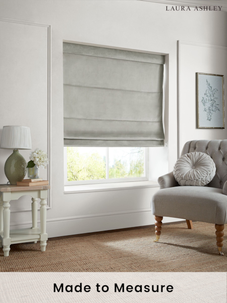 Laura Ashley Pale French Grey Middleton Velvet Made to Measure Roman Blind (E80711) | £84