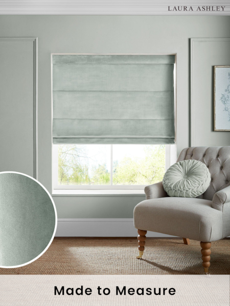 Laura Ashley Sage Green Middleton Velvet Made to Measure Roman Blind (E80712) | £84