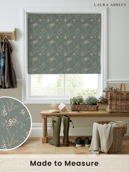 Laura Ashley Fern Green Pussy Willow Made to Measure 100% Cotton Roman Blind (E80714) | £79