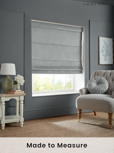 Laura Ashley Steel Grey Middleton Velvet Made to Measure Roman Blind (E80716) | £84