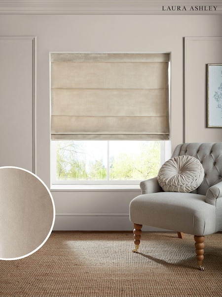 Laura Ashley Twine Cream Middleton Velvet Made to Measure Roman Blind (E80718) | £84