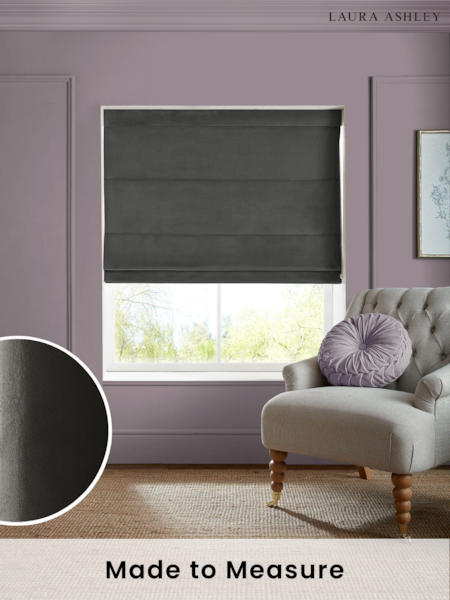 Laura Ashley Pale Charcoal Grey Middleton Velvet Made to Measure Roman Blind (E80730) | £84