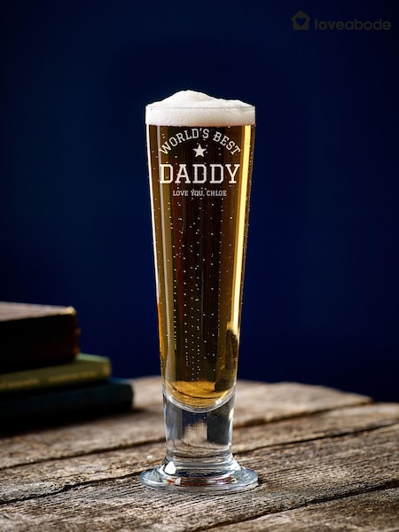 Loveabode Colour Personalised Engraved Fathers Day Beer Glass (E80793) | £18