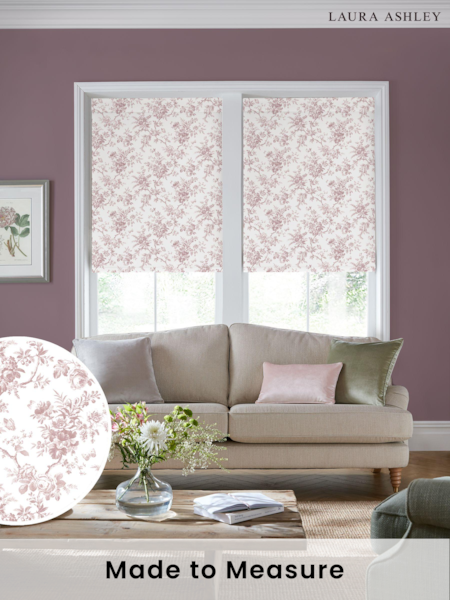 Laura Ashley Dark Blush Pink Walled Garden Made to Measure Roller Blind (E80837) | £58