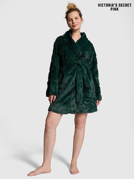 Victoria's Secret PINK Deep Forest Green Cosy Long Sleeve Dressing Gown (E80845) | £55