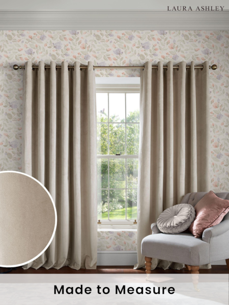 Laura Ashley Twine Cream Middleton Velvet Made to Measure Curtains (E80850) | £100
