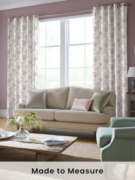 Laura Ashley Dark Blush Pink Walled Garden Made to Measure 100% Cotton Curtains (E80856) | £91