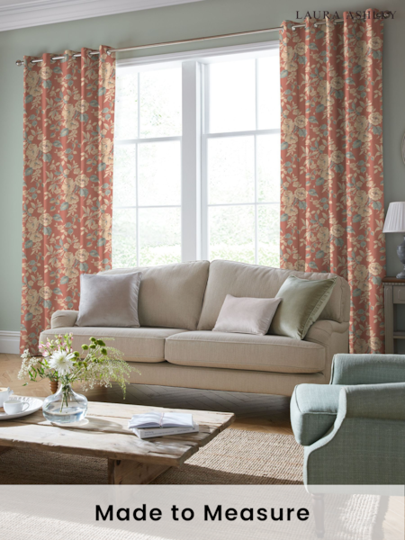 Laura Ashley Terracotta Orange Aylworth Trail Made to Measure 100% Cotton Curtains (E80857) | £91