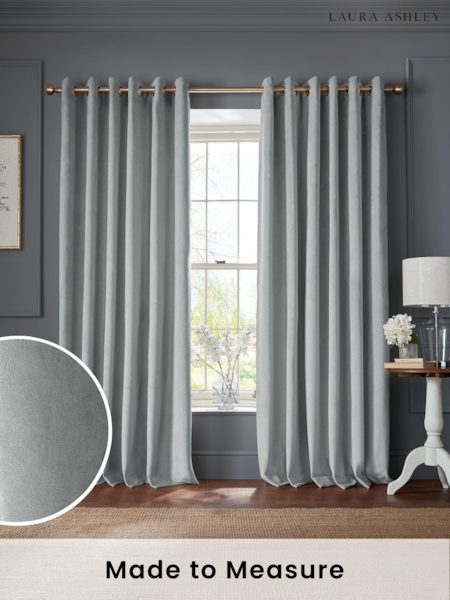 Laura Ashley Steel Grey Middleton Velvet Made to Measure Curtains (E80859) | £100
