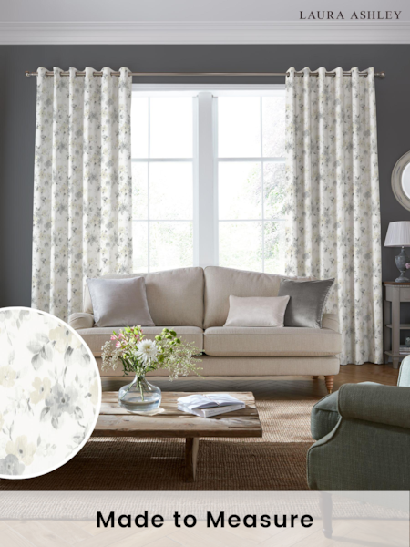Laura Ashley Natural Fleetham Haze Made to Measure 100% Cotton Curtains (E80860) | £91