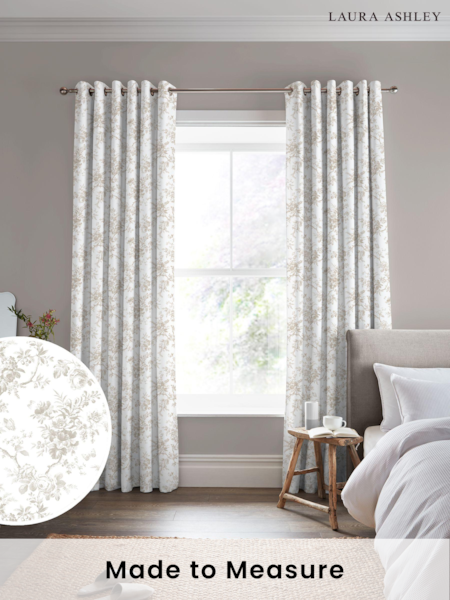 Laura Ashley Dover Grey Walled Garden Made to Measure 100% Cotton Curtains (E80865) | £91