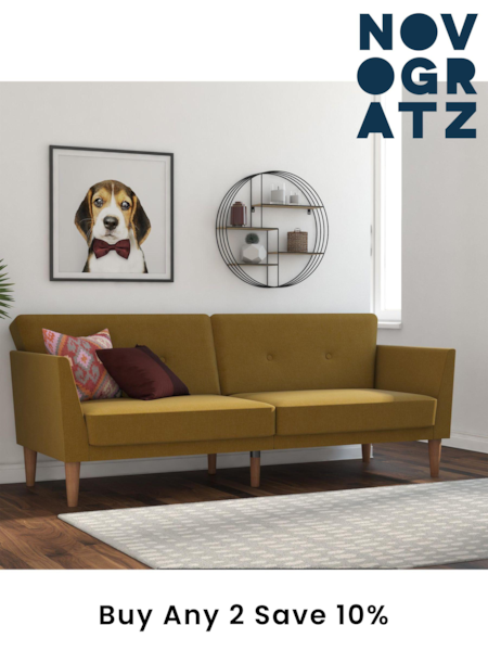Novogratz Yellow Regal Linen Sofa Bed (E80871) | £600