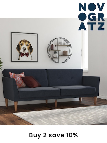 Novogratz Blue Regal Linen Sofa Bed (E80875) | £600