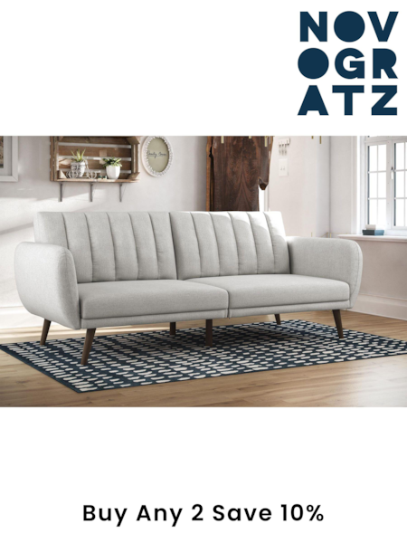 Novogratz Grey Brittany Linen Sofa Bed (E80879) | £420