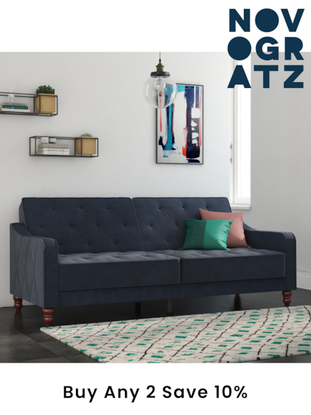 Novogratz Blue Vintage Tufted Futon (E80882) | £645