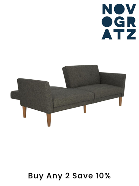 Novogratz Grey Regal Linen Sofa Bed (E80885) | £600