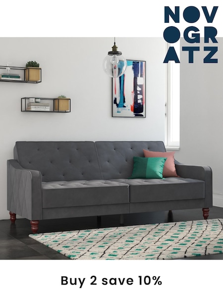 Novogratz Grey Vintage Tufted Futon (E80886) | £645