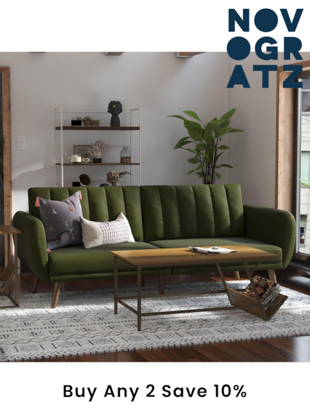 Novogratz Green Brittany Linen Sofa Bed (E80887) | £420