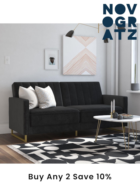 Novogratz Black Skylar Velvet Sofa Bed (E80888) | £680