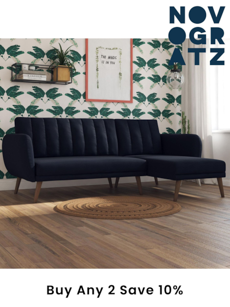 Novogratz Blue Linen Sofa Bed (E80892) | £573
