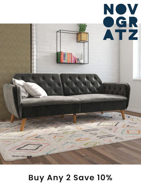 Novogratz Grey Tallulah Memory Foam Futon (E80893) | £715
