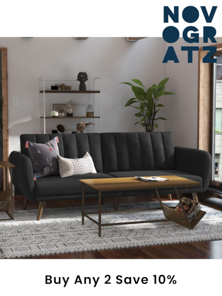 Novogratz Grey Brittany Linen Sofa Bed (E80894) | £422